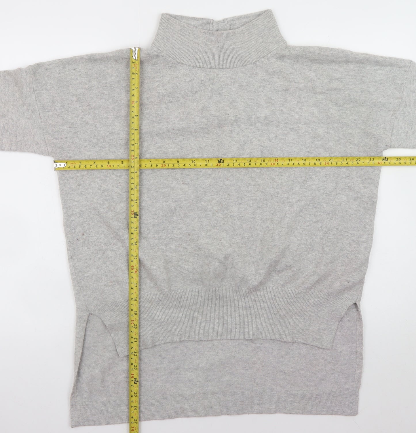 French Connection Men's Grey High Neck Knitted Pullover Jumper Size S