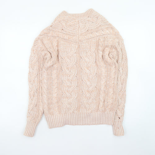 Reiss Women’s Beige Cable-Knit V-Neck Wool Blend Jumper XS