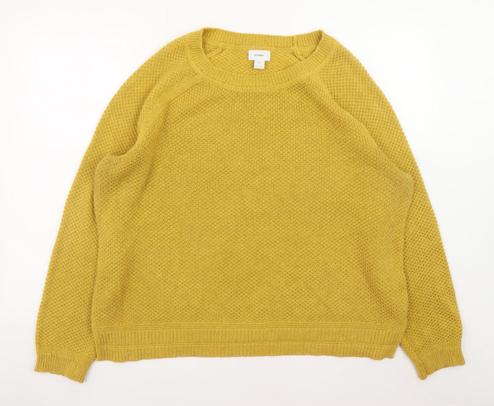 Old Navy Men's Yellow 2XL Chunky Knit Cotton Pullover Jumper
