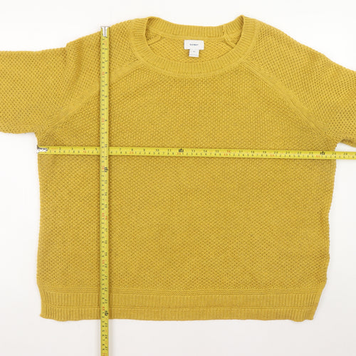 Old Navy Men's Yellow 2XL Chunky Knit Cotton Pullover Jumper