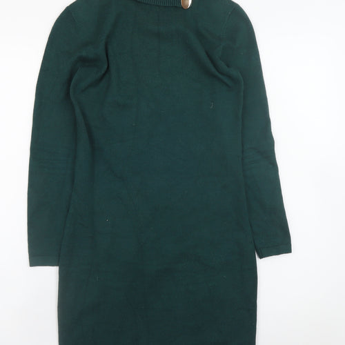 Mohito Women Green XS Bodycon Knit Roll Neck Dress