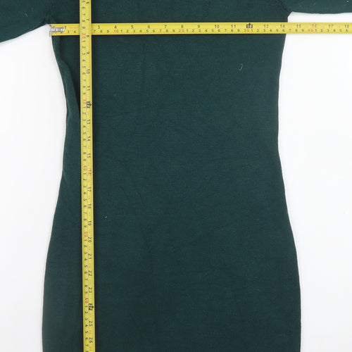 Mohito Women Green XS Bodycon Knit Roll Neck Dress
