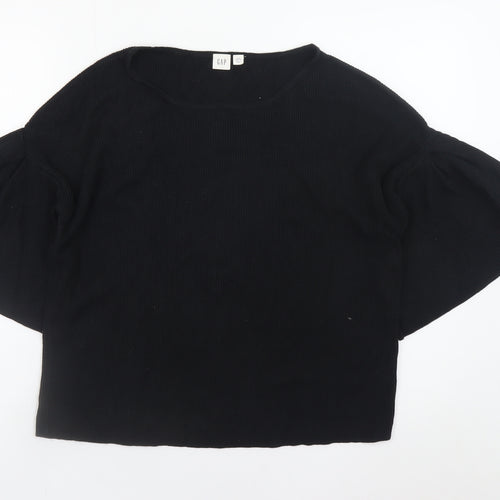 GAP Women’s Black Petite S Cropped Bell Sleeve Blouse
