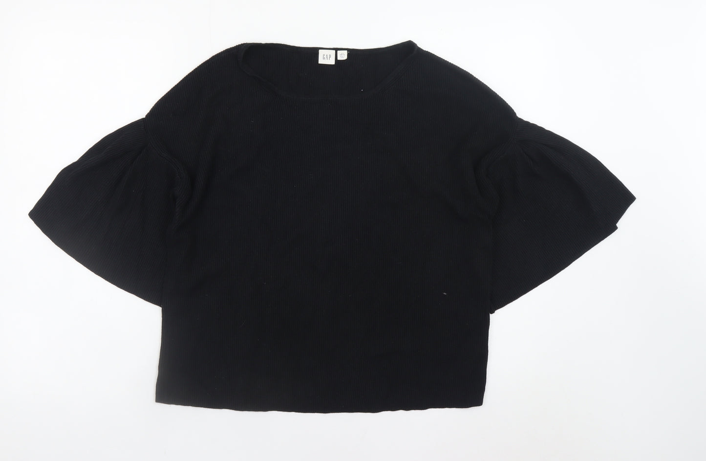 GAP Women’s Black Petite S Cropped Bell Sleeve Blouse