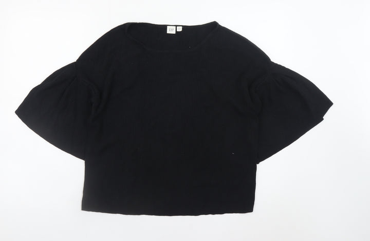 GAP Women’s Black Petite S Cropped Bell Sleeve Blouse