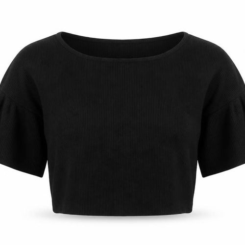 GAP Women’s Black Petite S Cropped Bell Sleeve Blouse