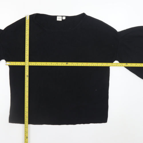 GAP Women’s Black Petite S Cropped Bell Sleeve Blouse