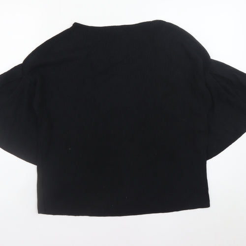 GAP Women’s Black Petite S Cropped Bell Sleeve Blouse