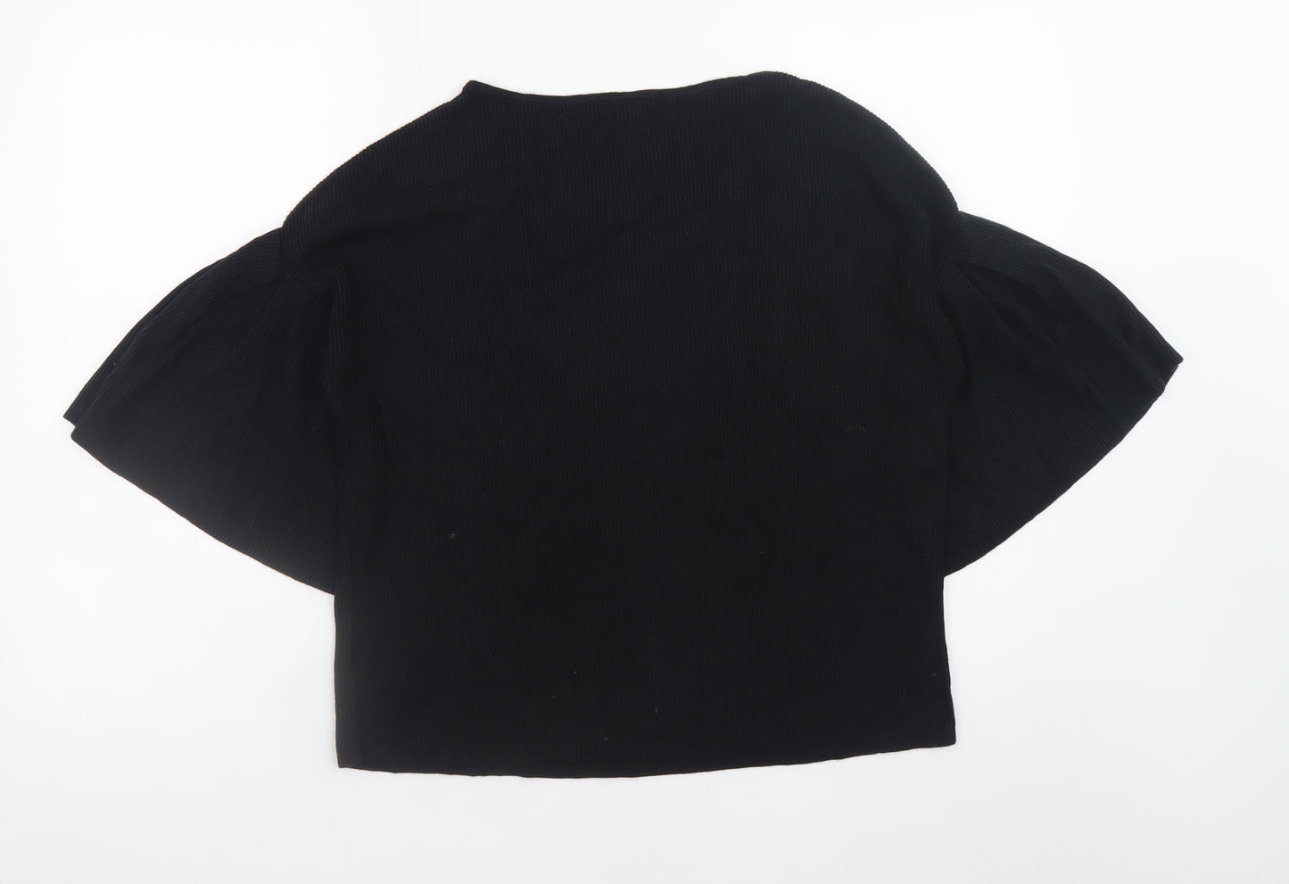 GAP Women’s Black Petite S Cropped Bell Sleeve Blouse