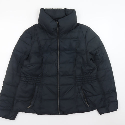 Marks and Spencer Womens Black Puffer Jacket Size 18 Full Zip Winter Coat