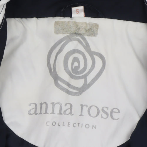 Anna Rose Women's Blue Waterproof Hooded Mid-Length Rain Coat Jacket Size S