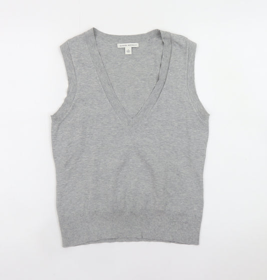 Banana Republic Womens Grey Sleeveless V-Neck Knit Tank Top Size S