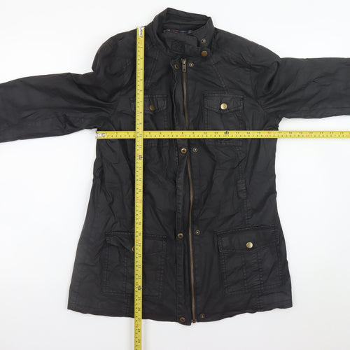 M&Co Women Black Size 10 Waxed Lightweight Utility Jacket