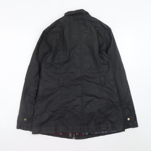 M&Co Women Black Size 10 Waxed Lightweight Utility Jacket