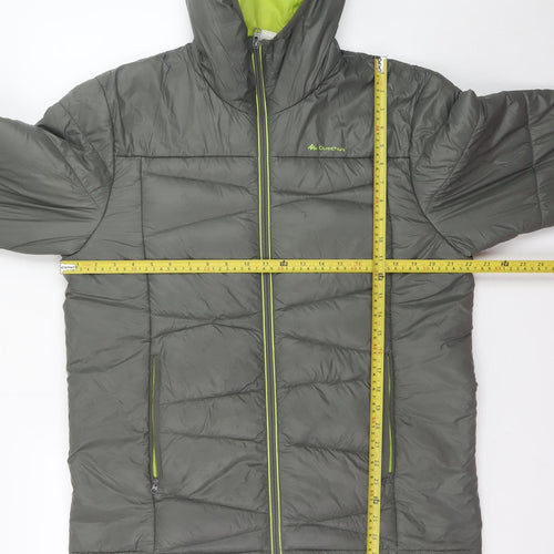 Quechua Men’s Grey XL Hooded Puffer Jacket Lightweight Outdoor