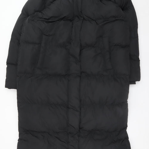 Superdry Women's Black Long Puffer Coat UK 14 Winter Insulated