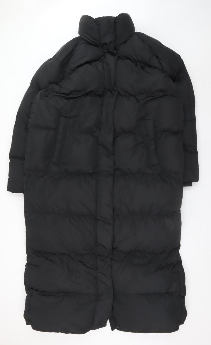 Superdry Women's Black Long Puffer Coat UK 14 Winter Insulated