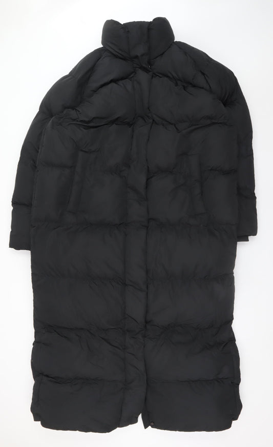 Superdry Women's Black Long Puffer Coat UK 14 Winter Insulated