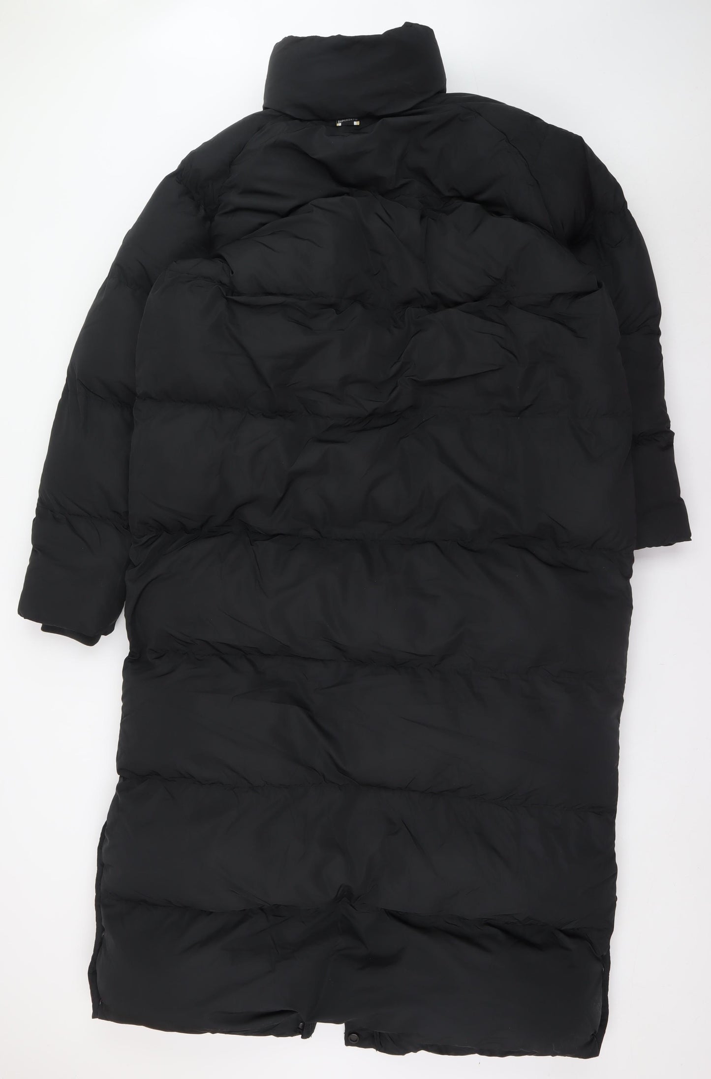 Superdry Women's Black Long Puffer Coat UK 14 Winter Insulated