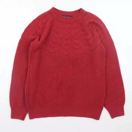 Crew Clothing Company Women Red Size 8 Cable-Knit Jumper