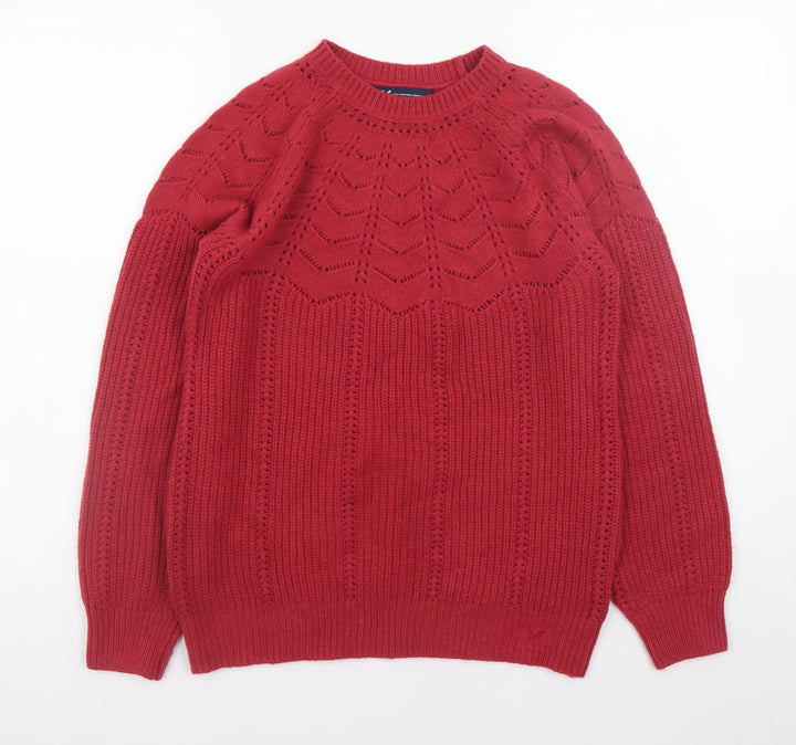 Crew Clothing Company Women Red Size 8 Cable-Knit Jumper