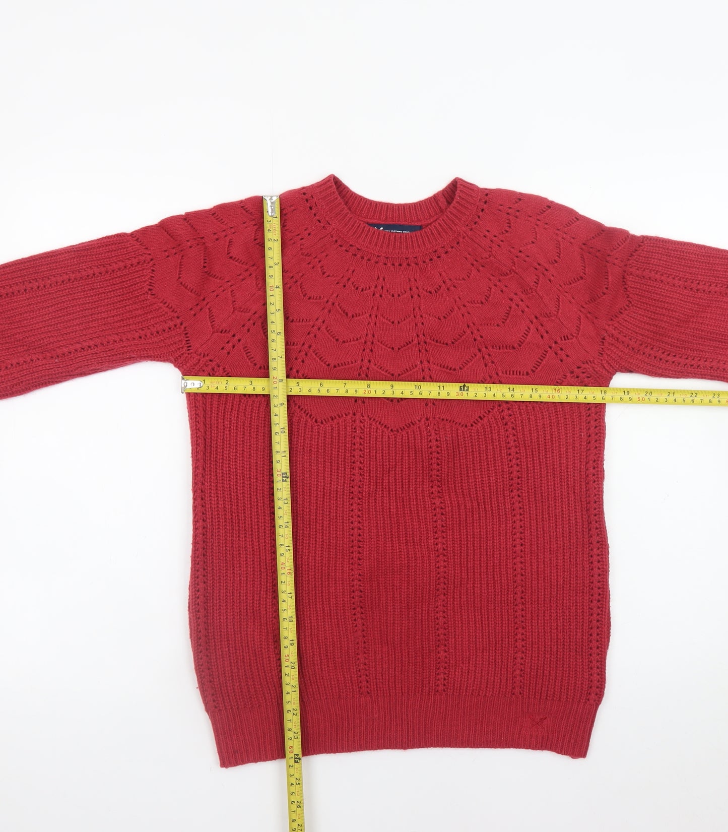 Crew Clothing Company Women Red Size 8 Cable-Knit Jumper