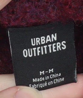 Urban Outfitters Women Burgundy Off Shoulder Ribbed Knit Jumper Size M