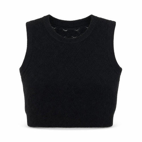 Soaked in Luxury Women's Black Cropped Knit Tank Top M