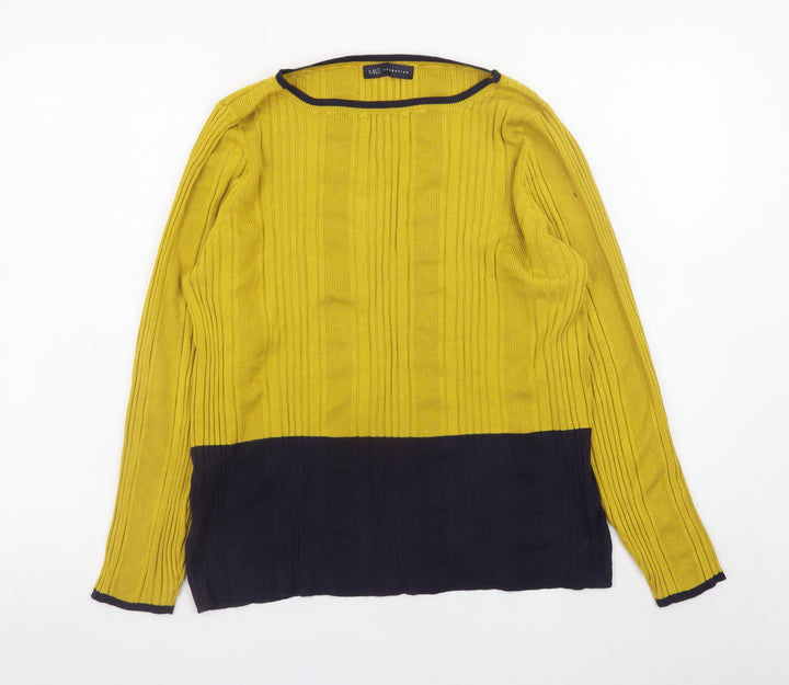 Marks and Spencer Women Yellow Long Sleeve Pullover Jumper Size 24