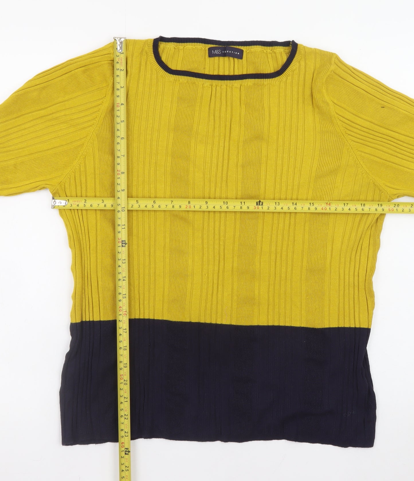 Marks and Spencer Women Yellow Long Sleeve Pullover Jumper Size 24