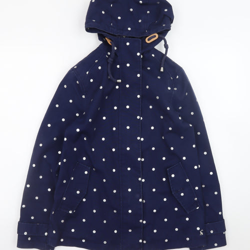 Joules Womens Blue Polka Dot Waterproof Rain Coat Jacket UK 8