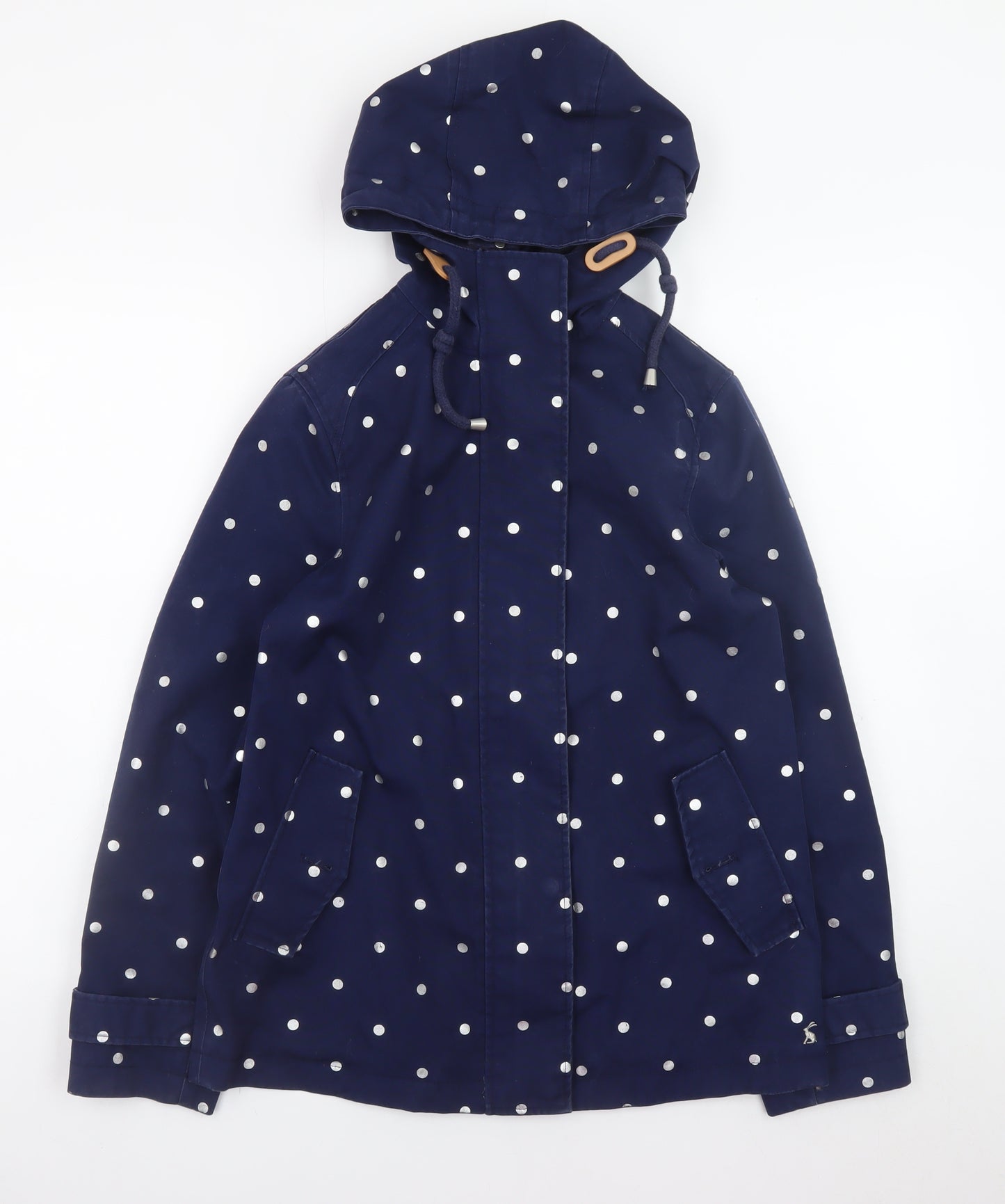 Joules Womens Blue Polka Dot Waterproof Rain Coat Jacket UK 8