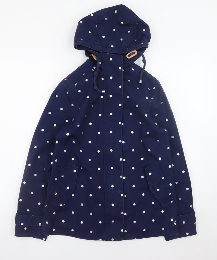 Joules Womens Blue Polka Dot Waterproof Rain Coat Jacket UK 8