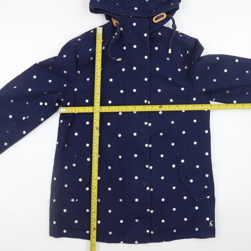 Joules Womens Blue Polka Dot Waterproof Rain Coat Jacket UK 8