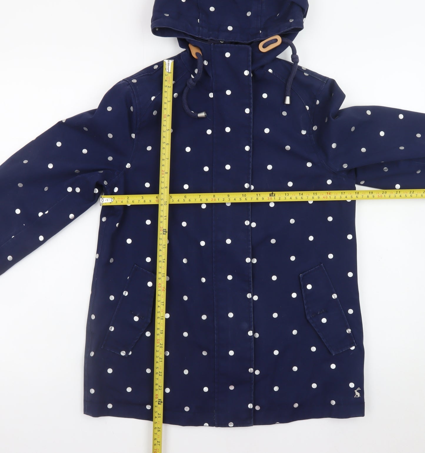 Joules Womens Blue Polka Dot Waterproof Rain Coat Jacket UK 8