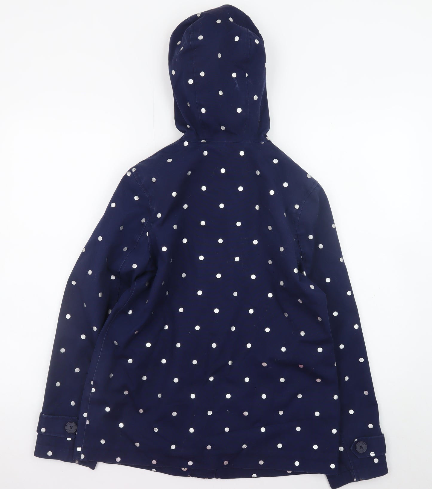 Joules Womens Blue Polka Dot Waterproof Rain Coat Jacket UK 8