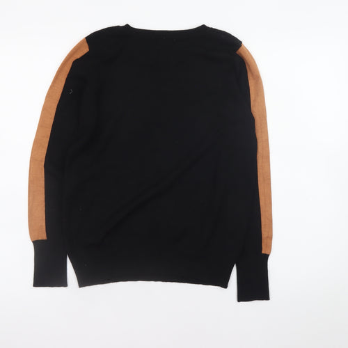 Wallis Womens Brown Black Boat Neck Button Detail Jumper Size 10