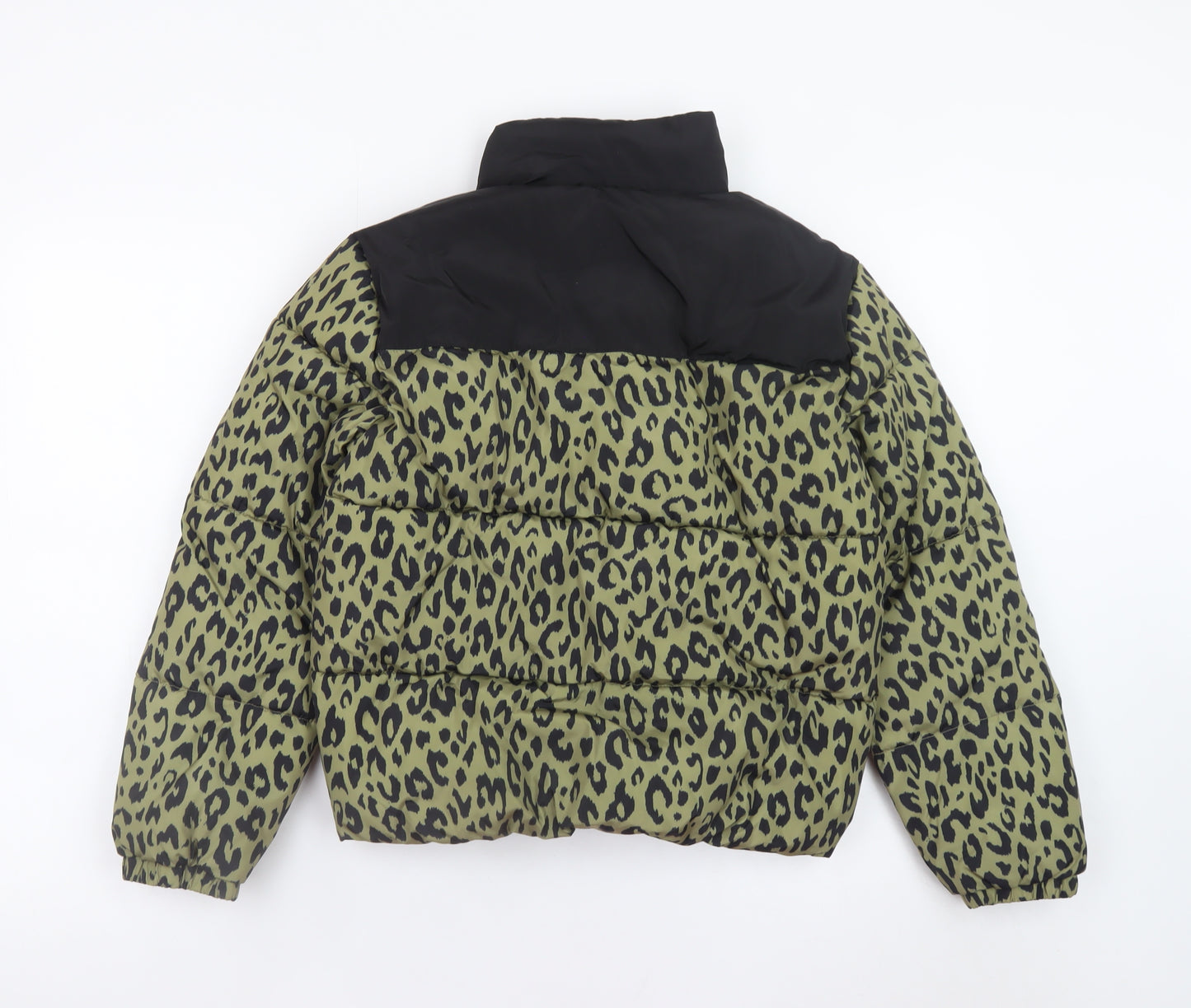 ONLY Girls Green Leopard Print Puffer Jacket 12 Years Winter Coat