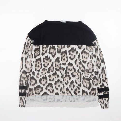 Karen Millen Women's Multicoloured Leopard Print Boat Neck Jumper Size 10