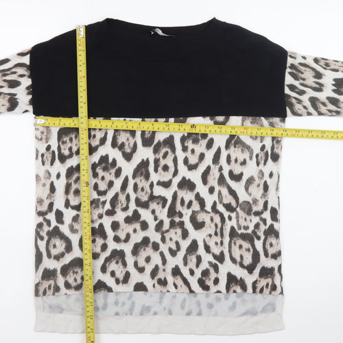 Karen Millen Women's Multicoloured Leopard Print Boat Neck Jumper Size 10