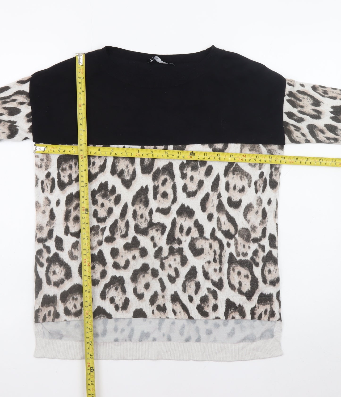 Karen Millen Women's Multicoloured Leopard Print Boat Neck Jumper Size 10