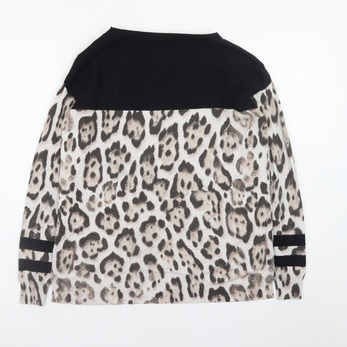 Karen Millen Women's Multicoloured Leopard Print Boat Neck Jumper Size 10