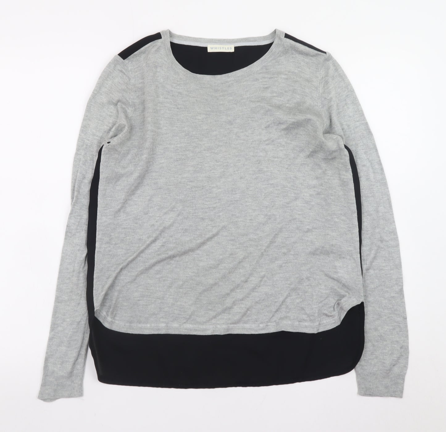 Whistles Women Grey Long Sleeve Round Neck Pullover Jumper Size 10