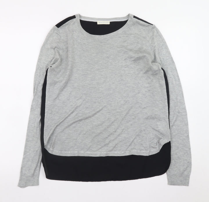 Whistles Women Grey Long Sleeve Round Neck Pullover Jumper Size 10