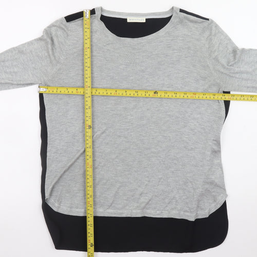 Whistles Women Grey Long Sleeve Round Neck Pullover Jumper Size 10
