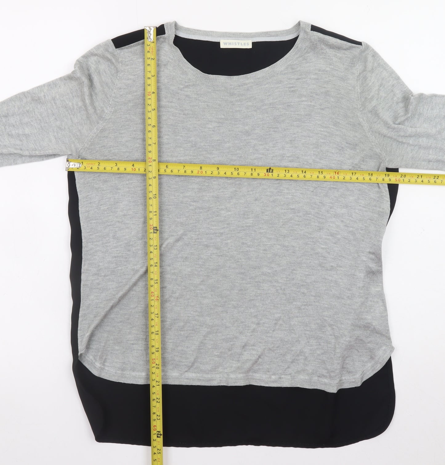 Whistles Women Grey Long Sleeve Round Neck Pullover Jumper Size 10