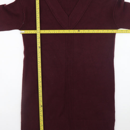 River Island Women's Red Knit Jumper Dress Size S High Neck