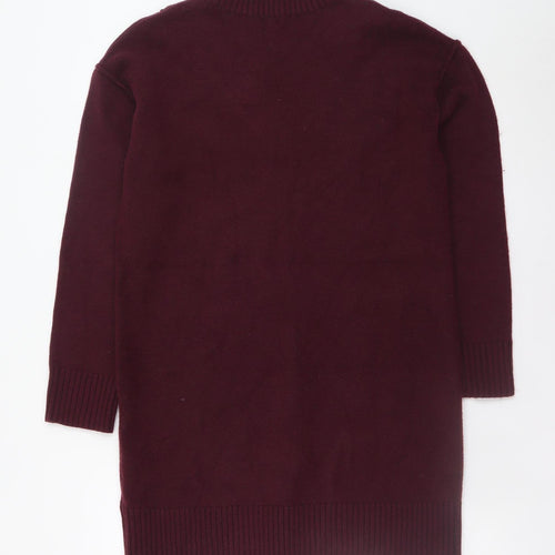 River Island Women's Red Knit Jumper Dress Size S High Neck