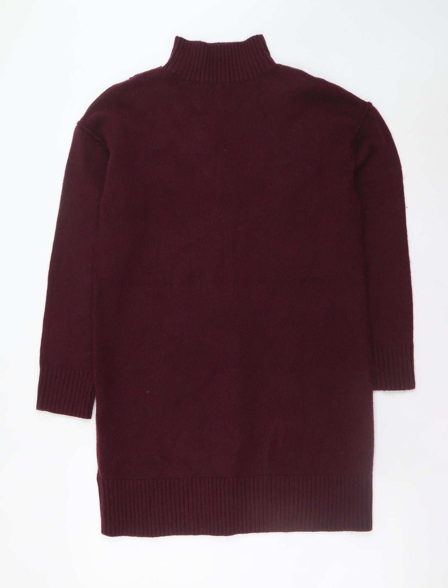 River Island Women's Red Knit Jumper Dress Size S High Neck