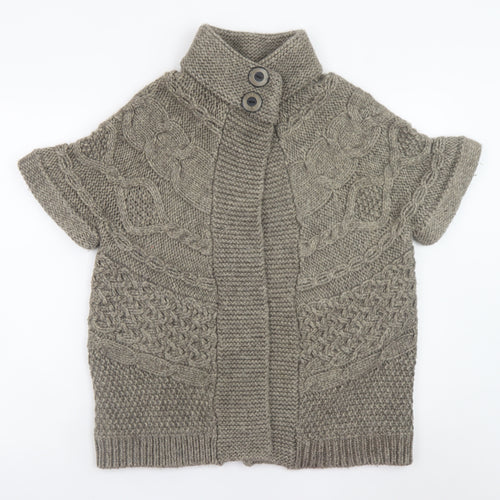 Marks and Spencer Women Beige Cable-Knit Short Sleeve Cardigan UK 14